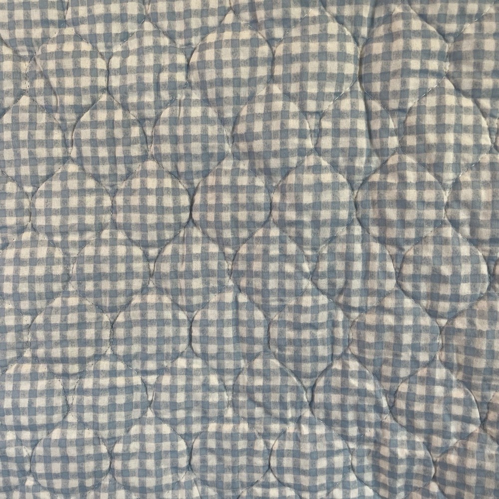 Baby Blanket Quilt Blue White Green Bear Giraffe Toy Satin VTG Cottage Farm Boho - Picture 3 of 11